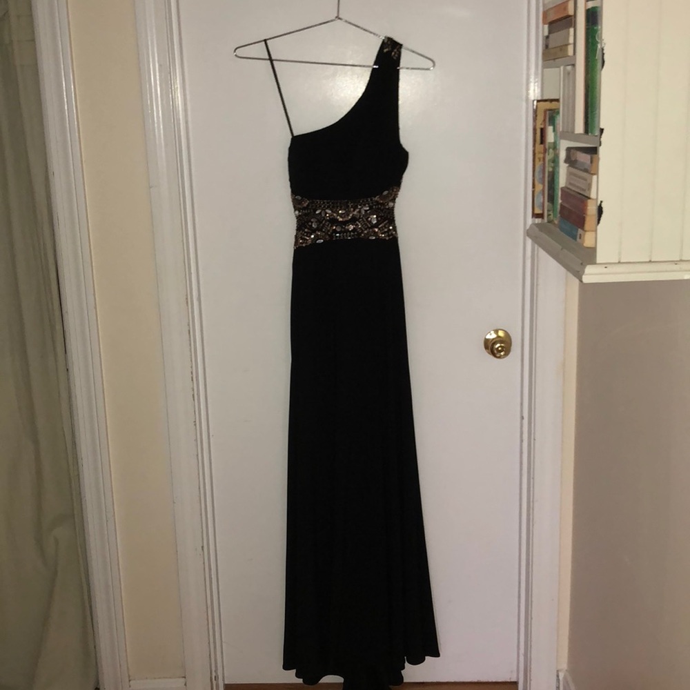 black backless prom dress